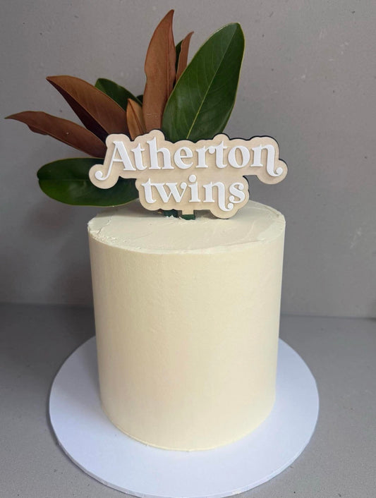 Double layer cake topper- ply and white acrylic