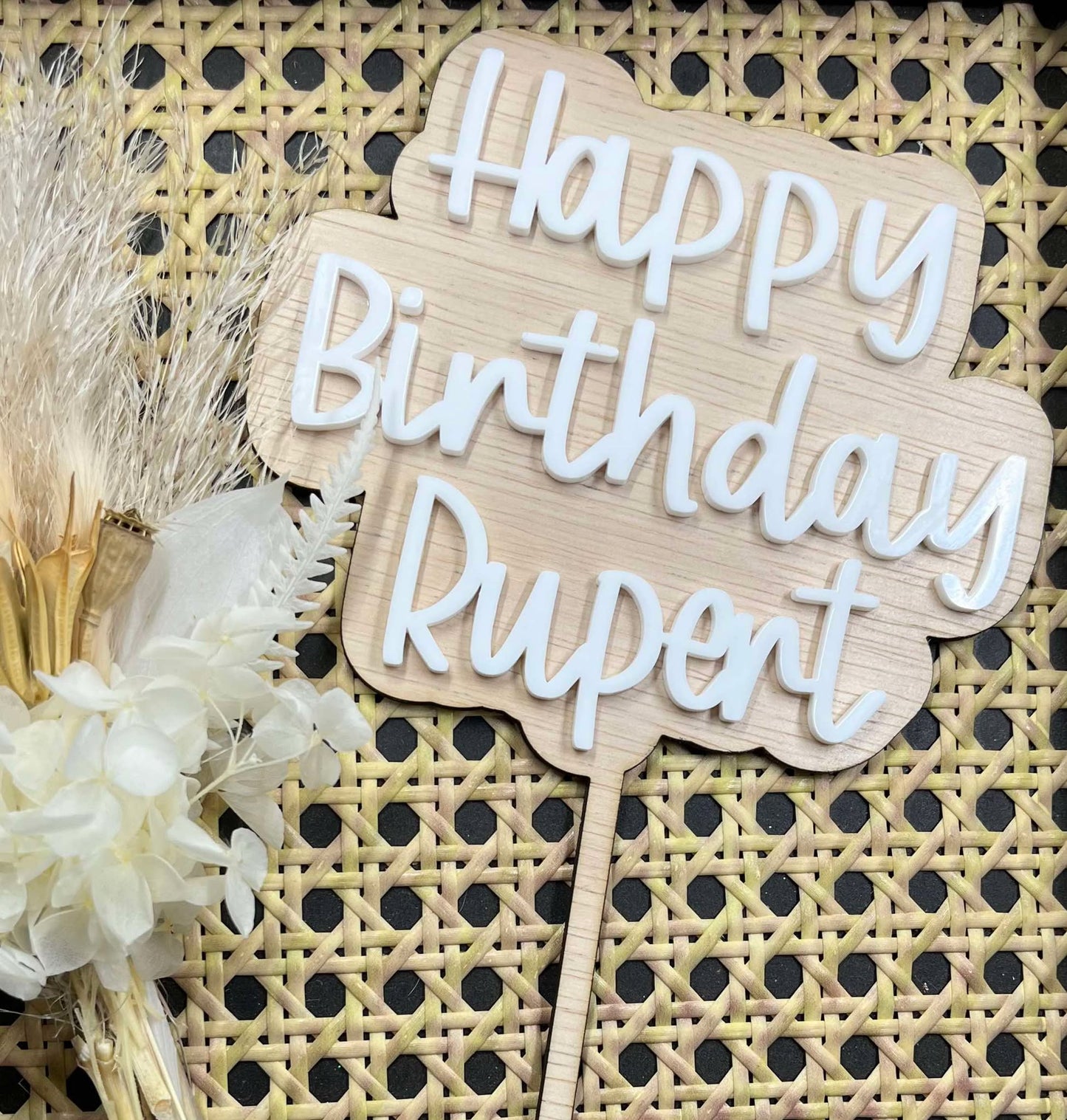 Custom happy birthday cake topper
