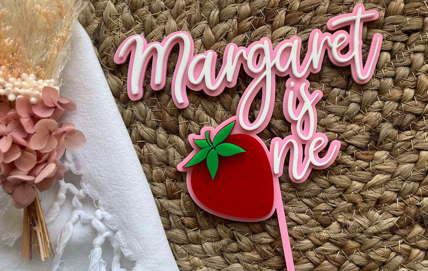 Strawberry cake topper