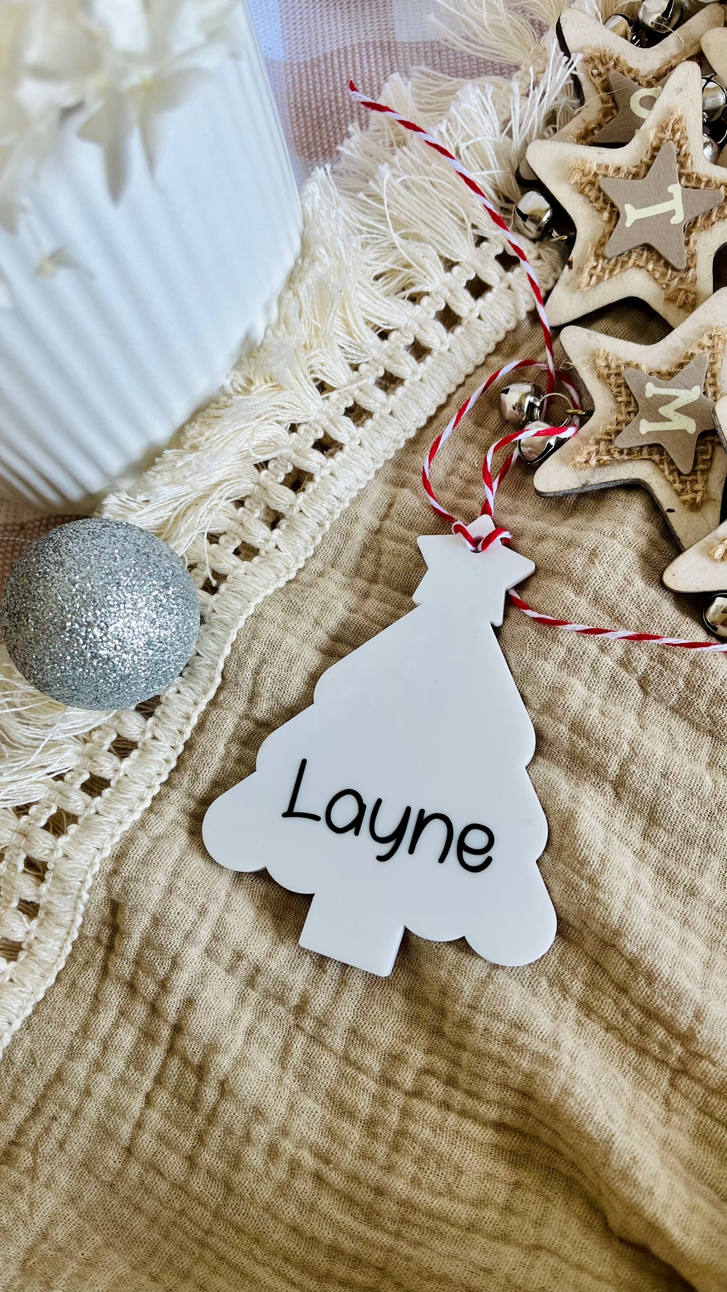 White Christmas tree ornaments