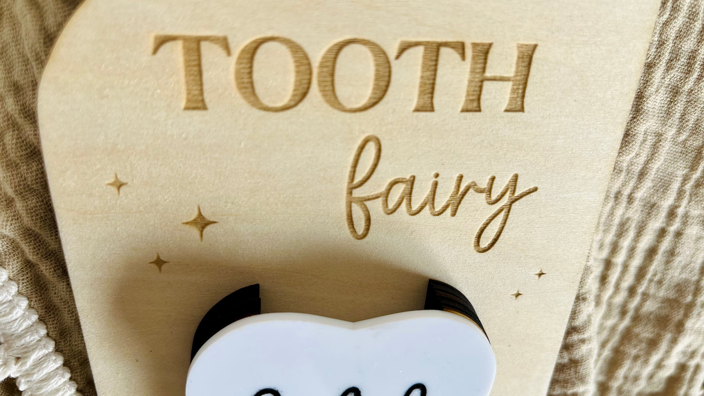 Tooth fairy door hanger with a drop box