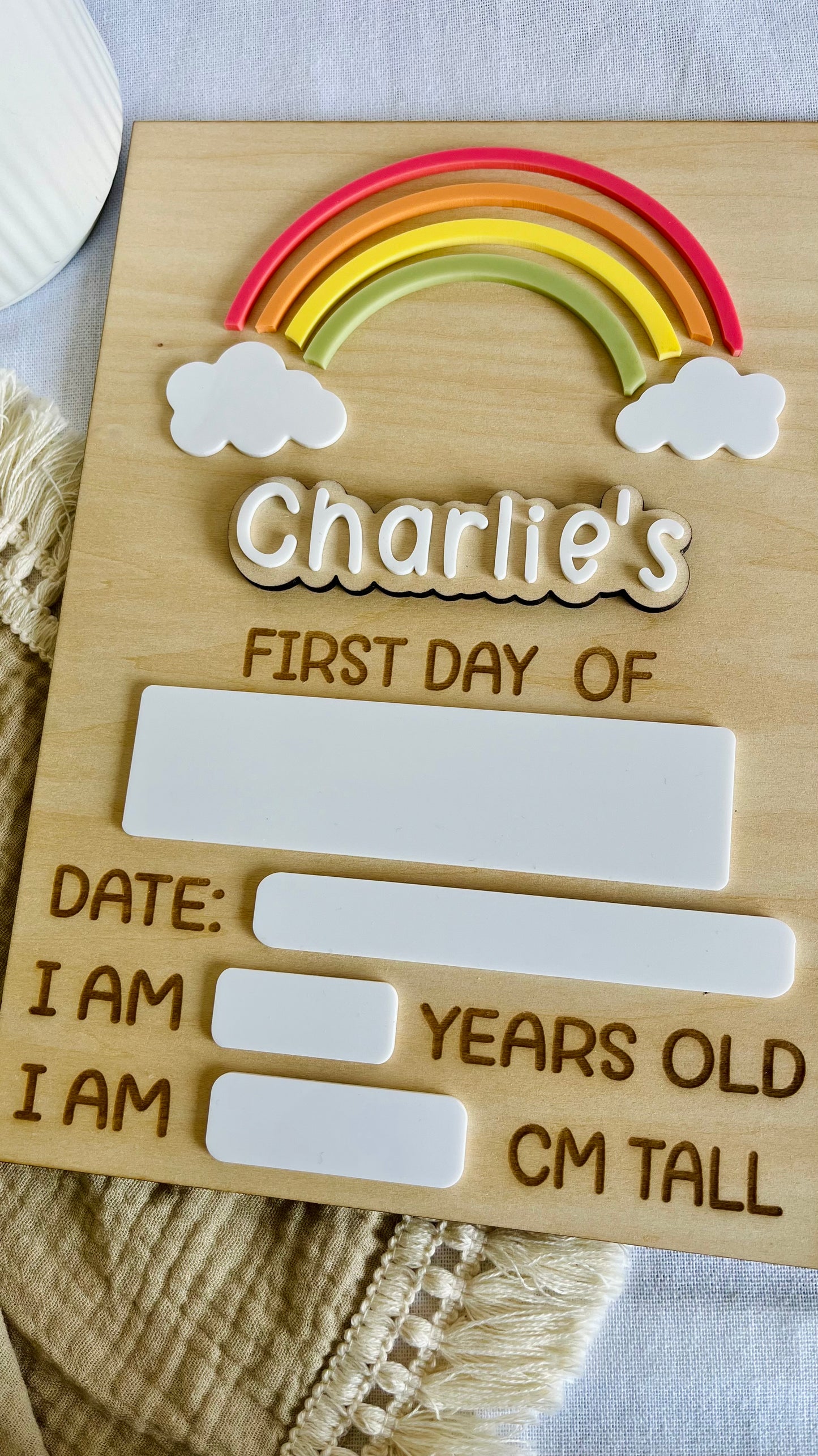 Large rainbow first day board