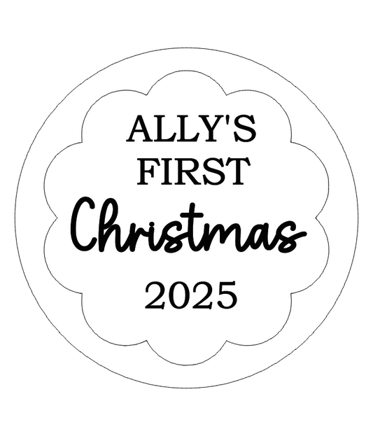 White and gold wave first Christmas plaque