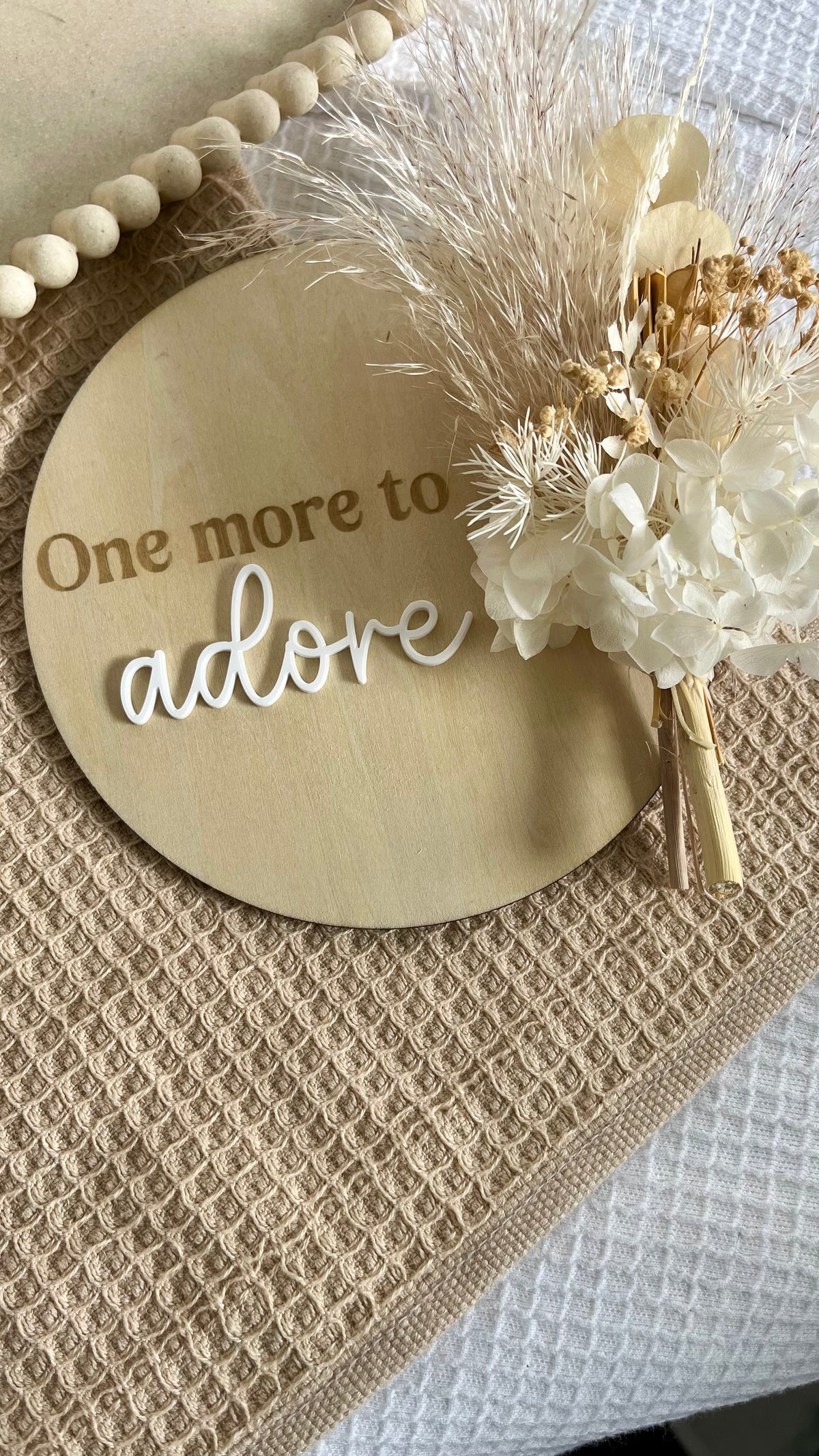 Dried floral arrangement pregnancy announcement