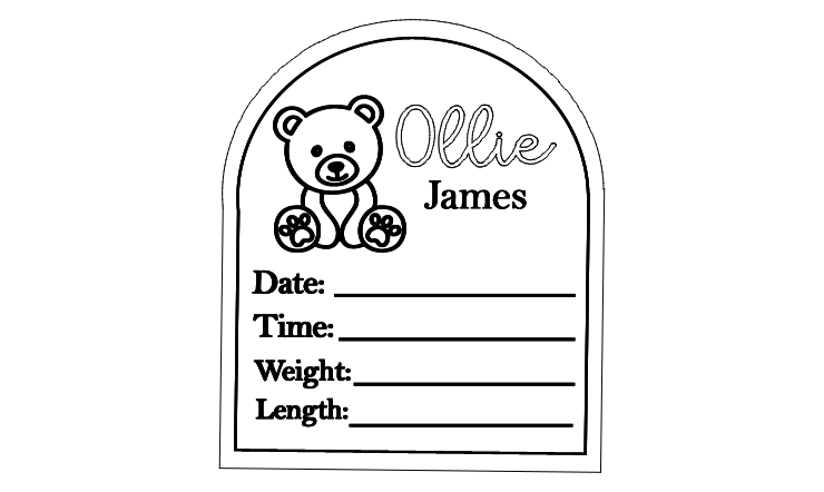 Bear arch birth announcement plaque