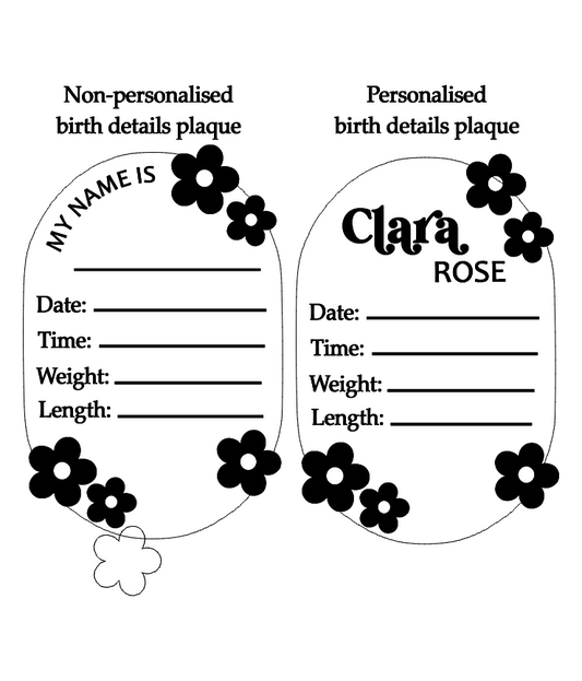 Acrylic daisy birth announcement plaque