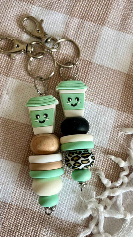 Mint coffee cup - key chain or lanyard