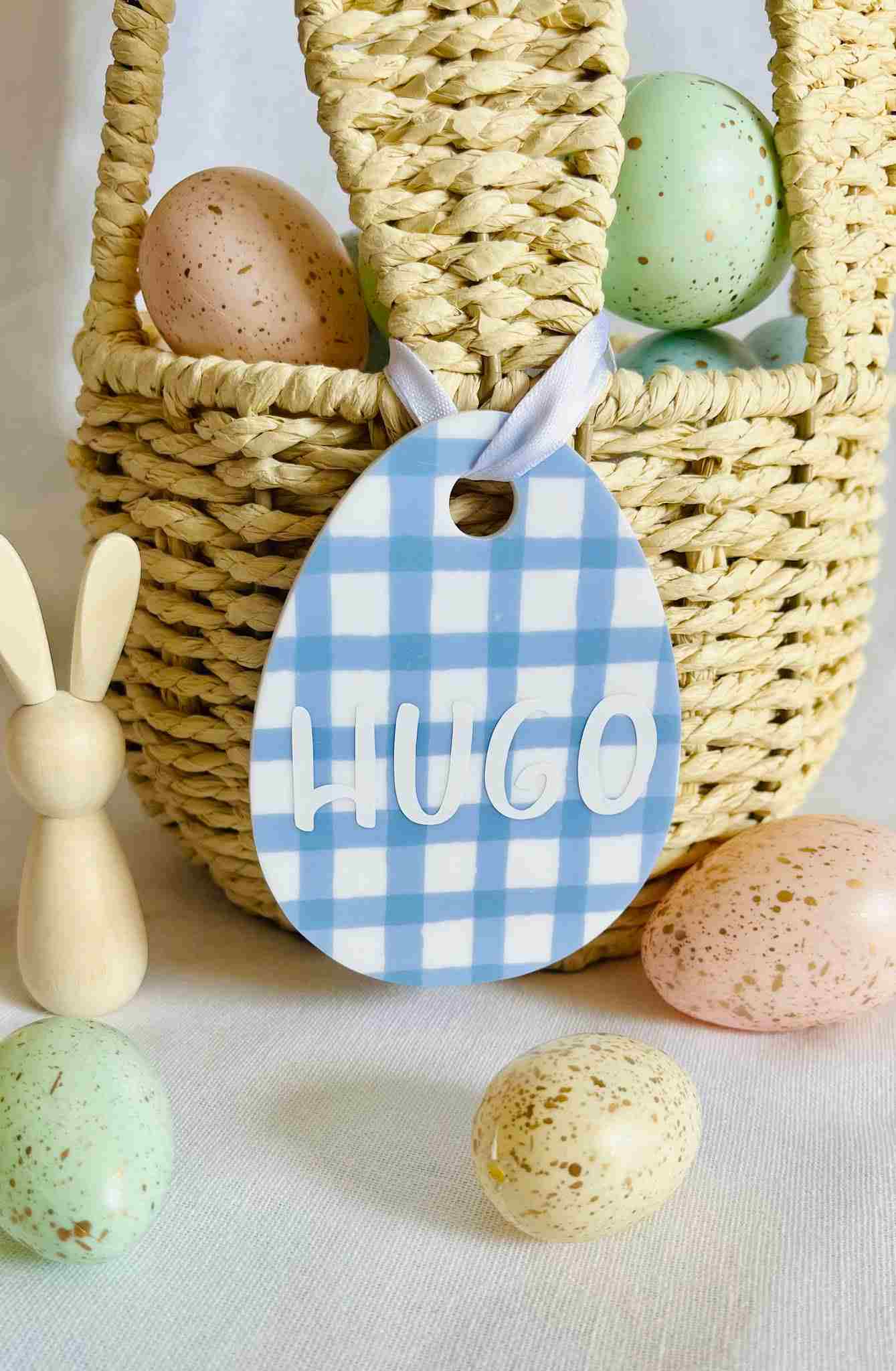 Gingham basket tag
