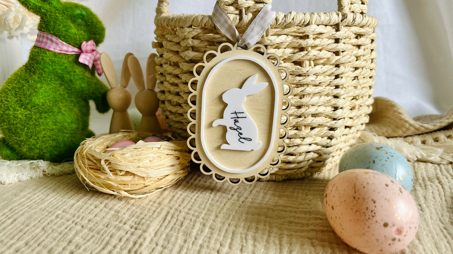 Scallop engraved bunny tag