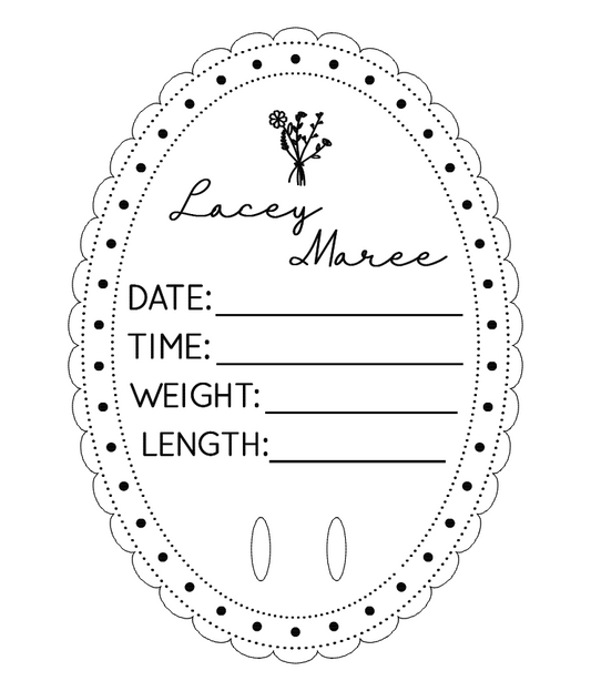 Multi-design dotted oval birth announcement