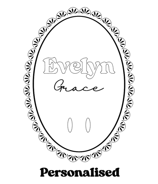 Laced acrylic oval birth announcement