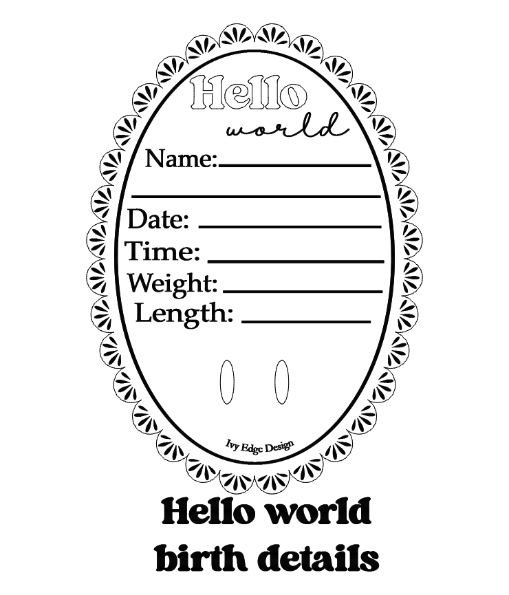 Laced oval birth announcement