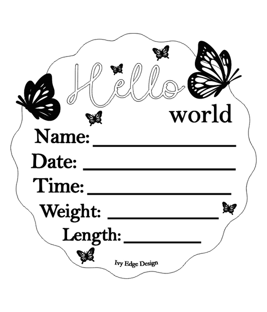 Butterfly (round scallop) birth announcement plaque