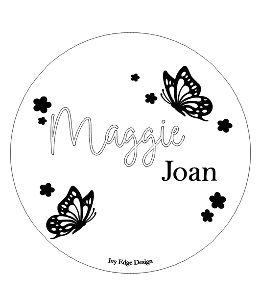 Butterfly (round) birth announcement plaque