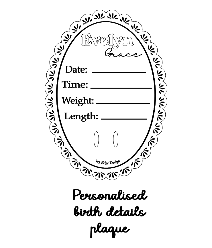 Laced acrylic oval birth announcement