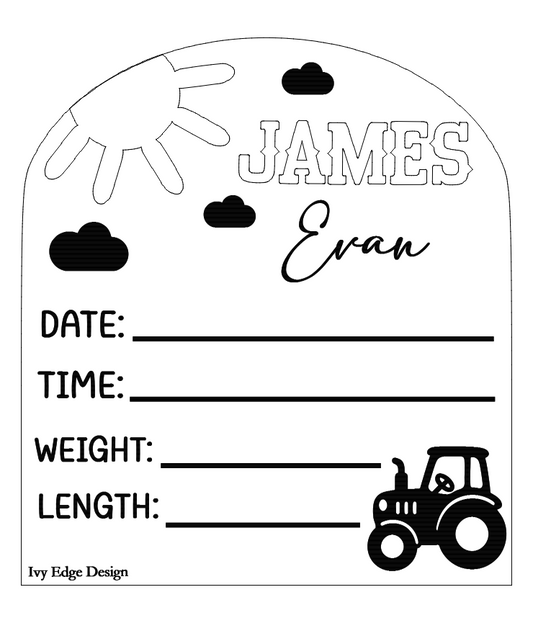 Farm arch birth announcement