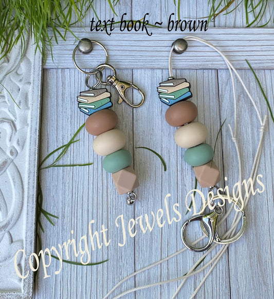 Text book brown- key chain or lanyard