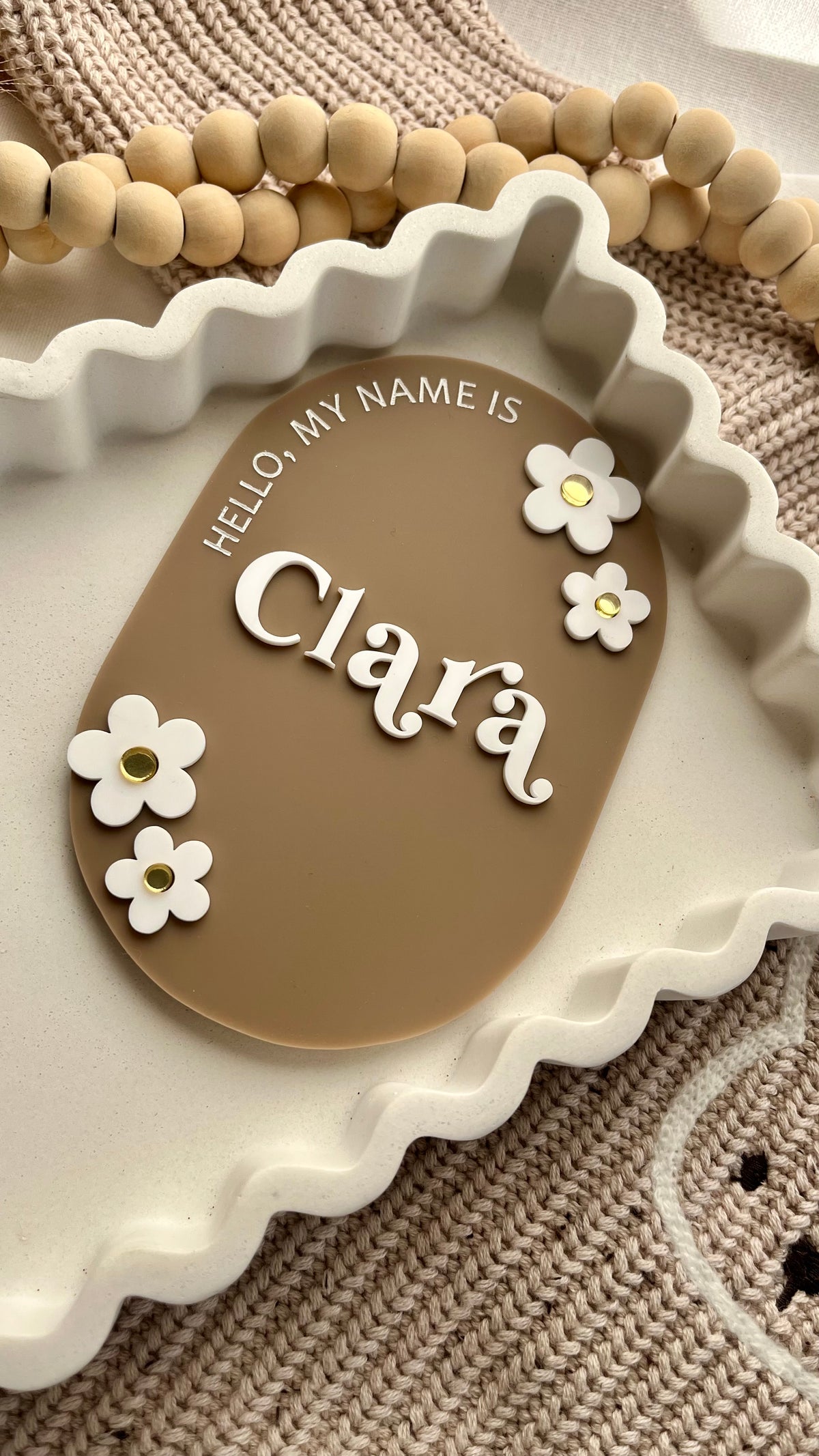 Acrylic daisy birth announcement plaque