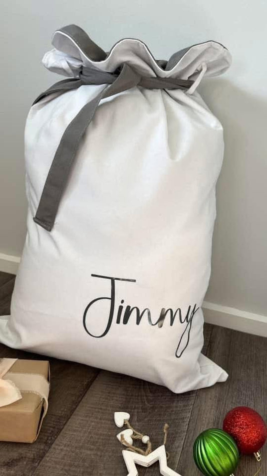 White/ charcoal collar Santa sack