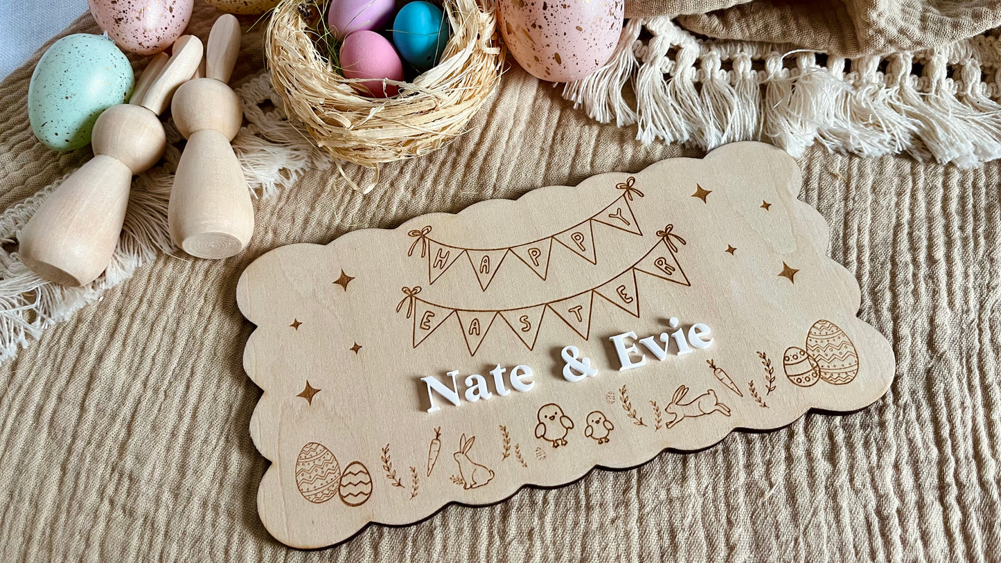 Personalised bunting Easter plaque