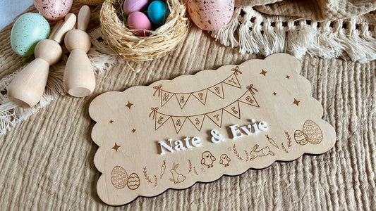 Personalised bunting Easter plaque