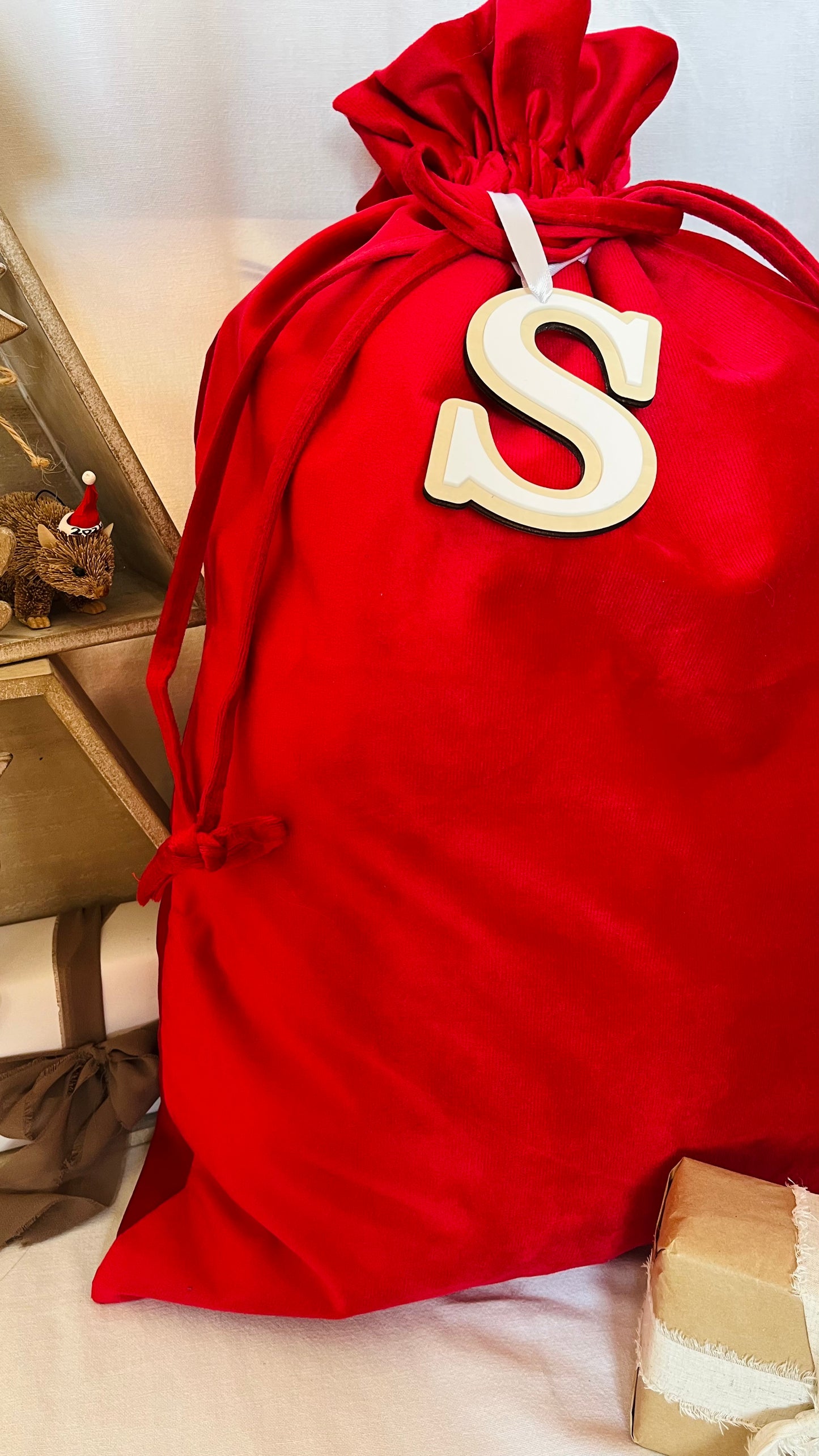 Red velvet Santa sack