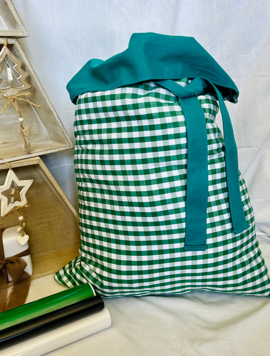 Green gingham Santa sack