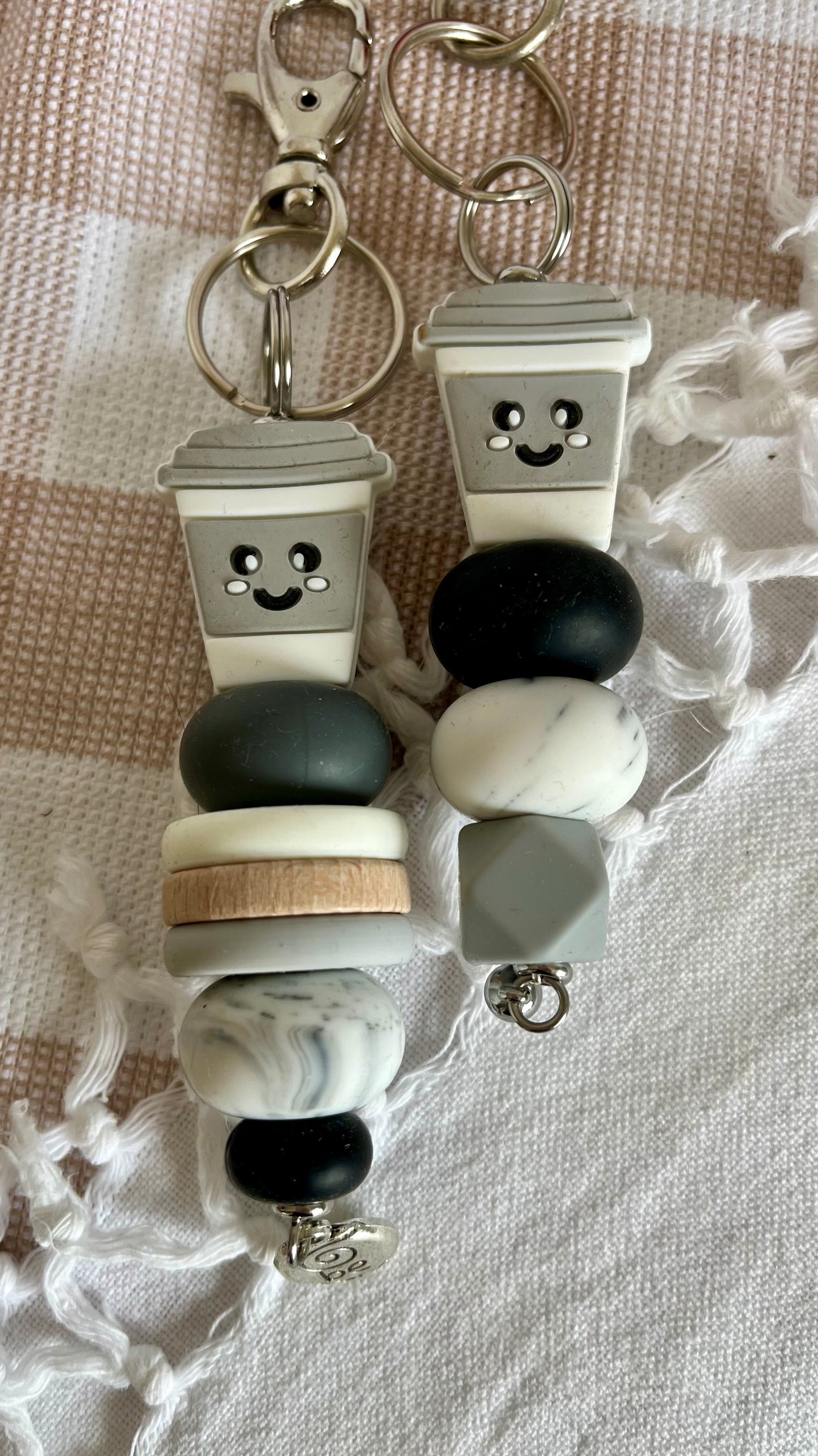 Grey coffee cup - key chain or lanyard