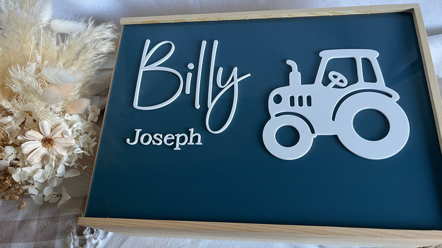 Large keepsake box with acrylic lid and image