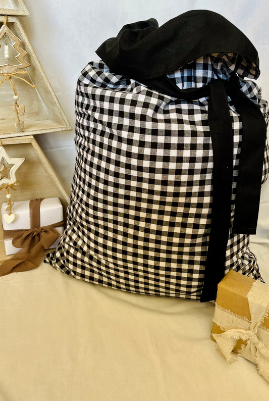 Black gingham Santa sack
