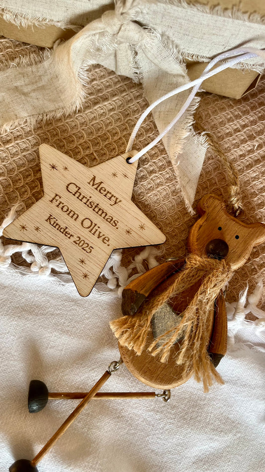 Personalised ply star bauble