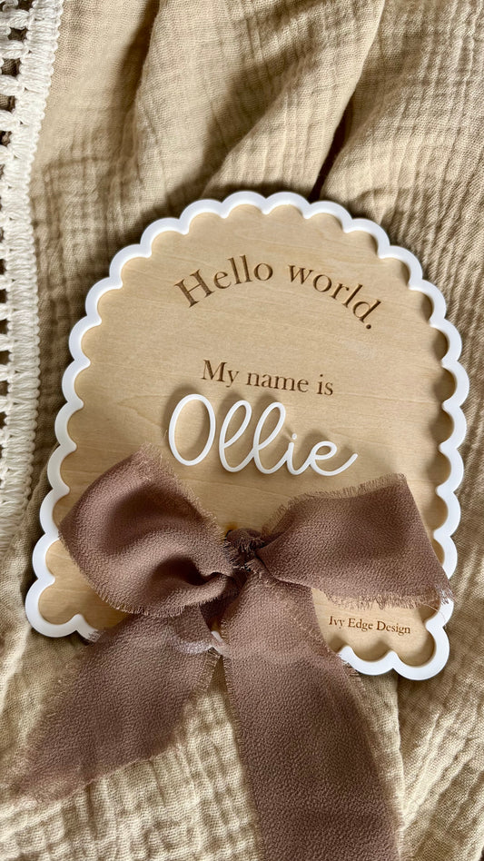Double layer birth announcement plaque