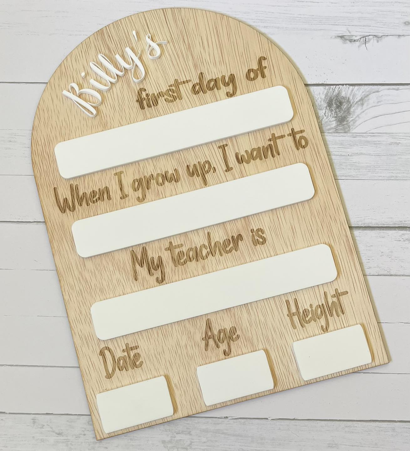 Personalised first day board
