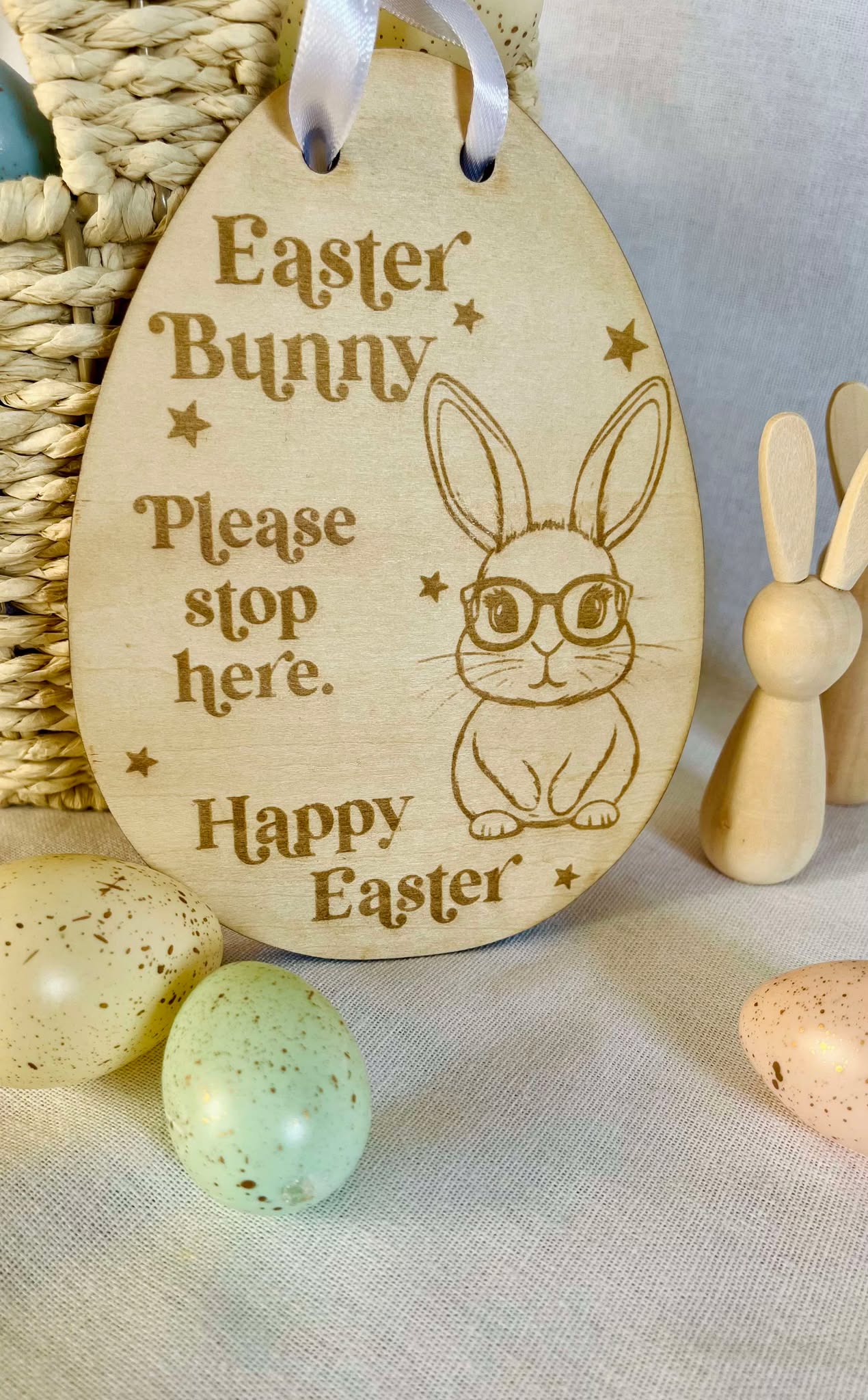 CLEARANCE- 1 x Easter Bunny please stop here sign