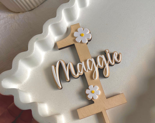Daisy theme cake topper