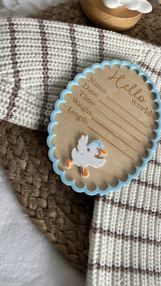 Silly goose oval birth announcement plaque