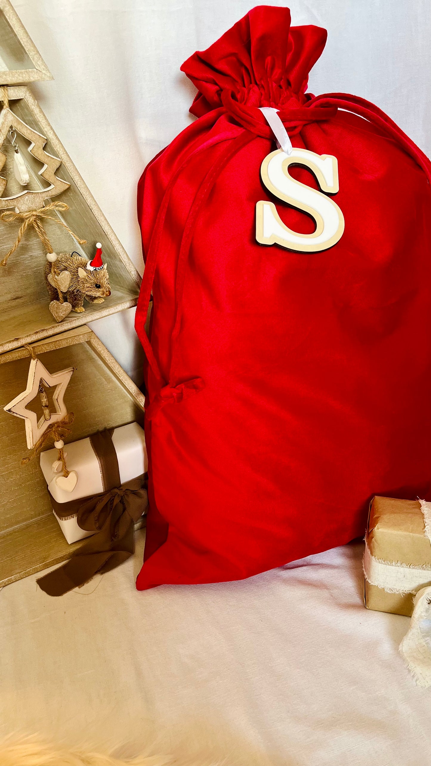 Red velvet Santa sack