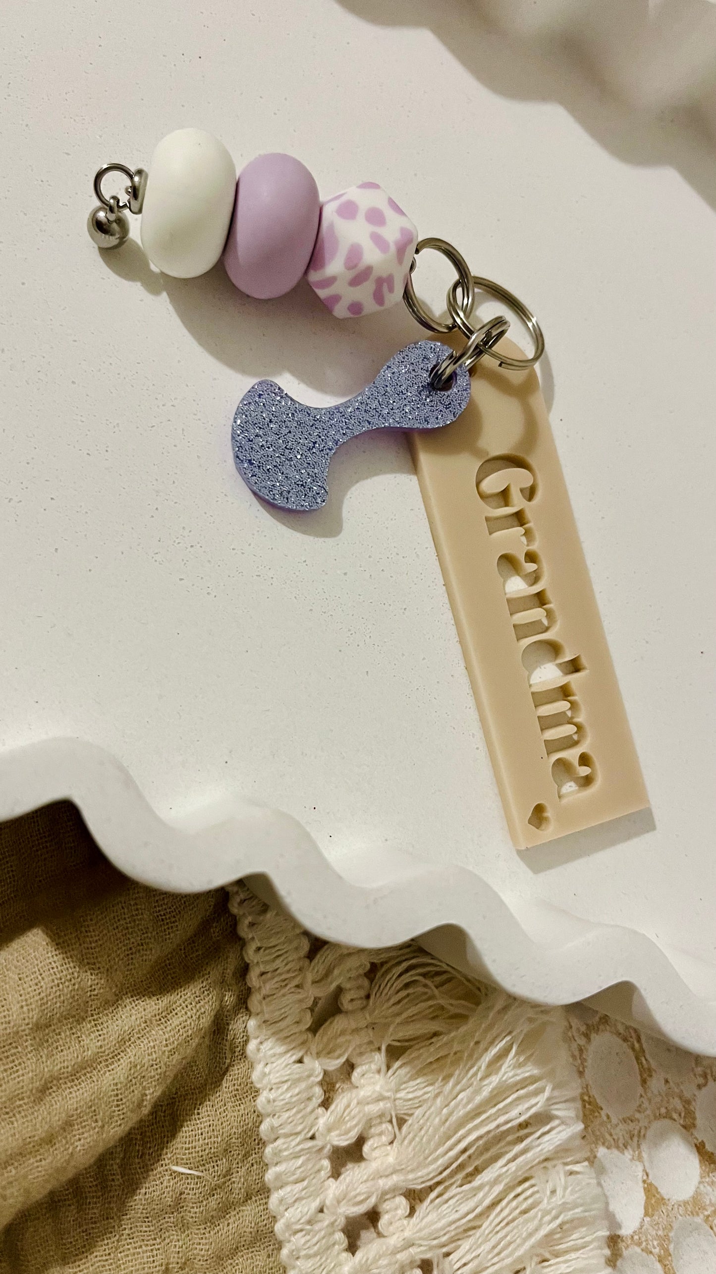 Pastel purple trolley token keychain