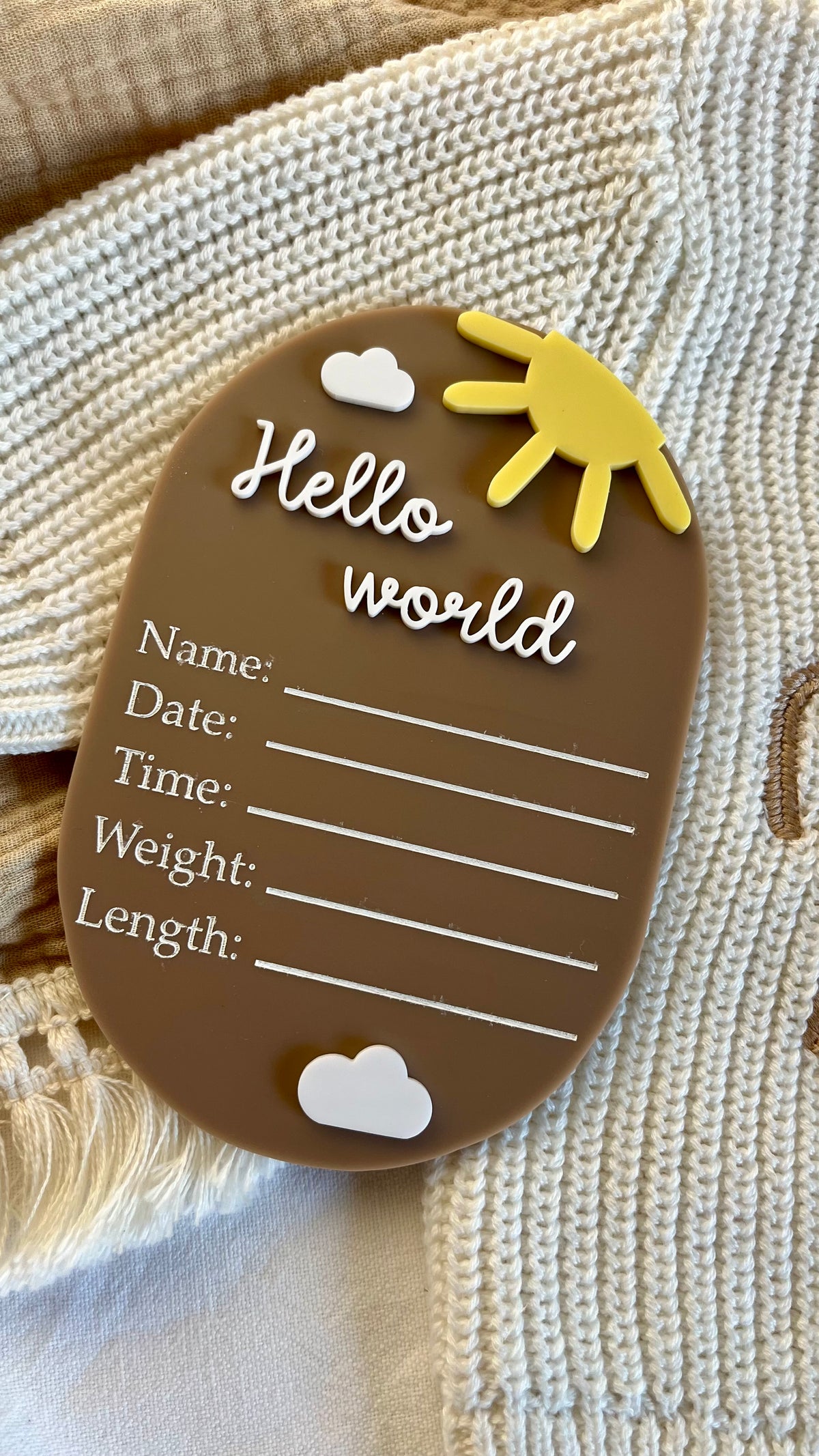 Acrylic sun birth announcement plaque