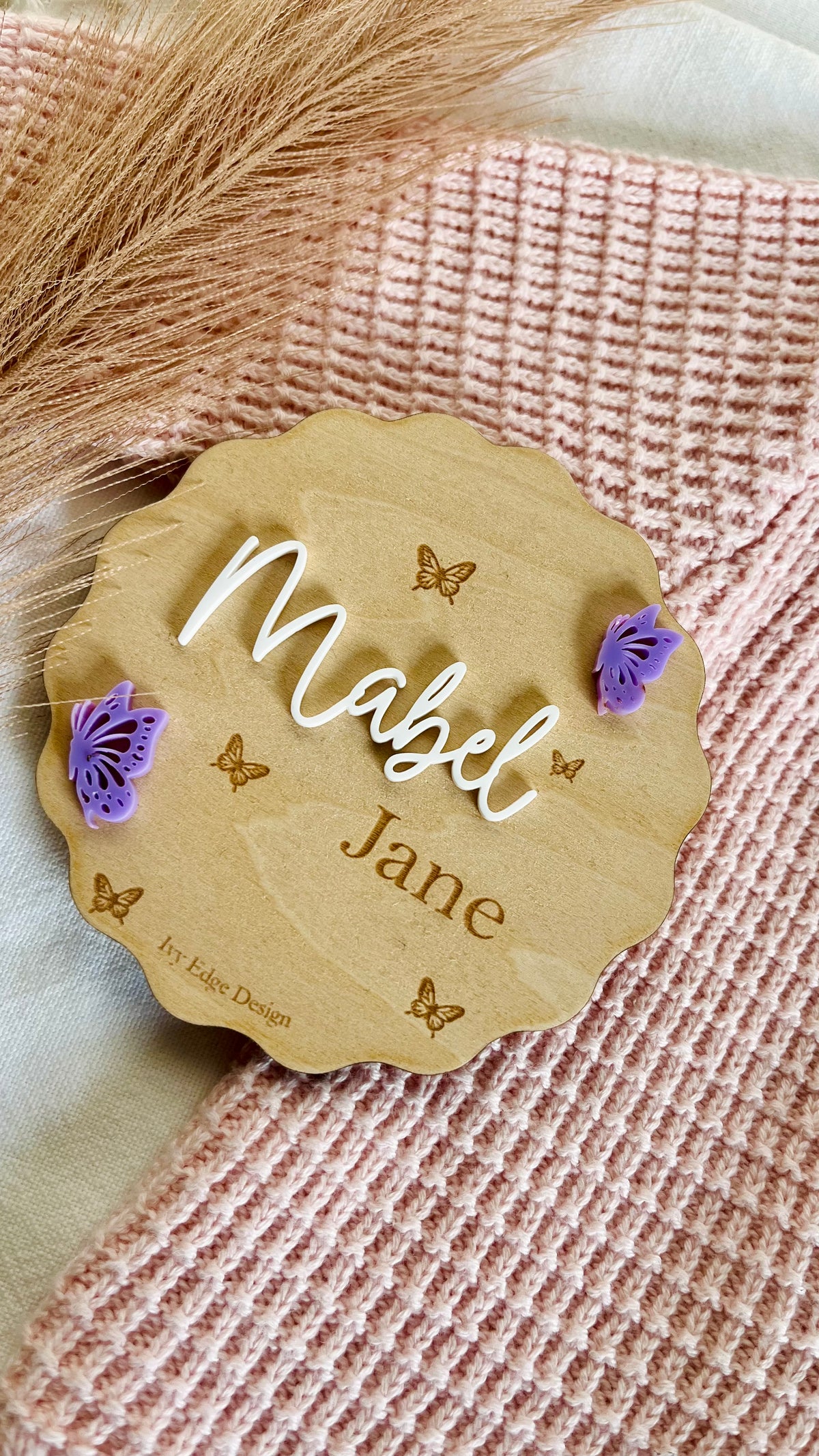 Butterfly birth announcement plaque