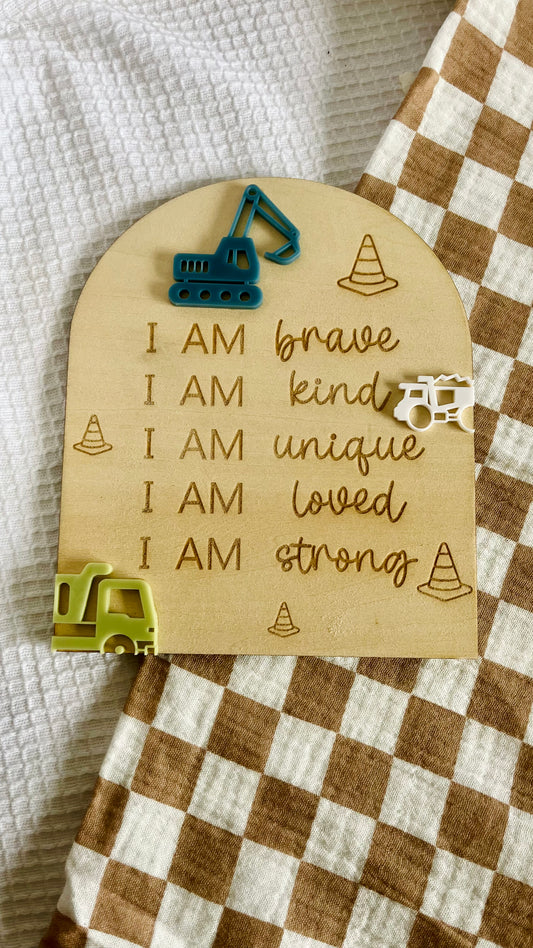 Construction theme affirmation plaque