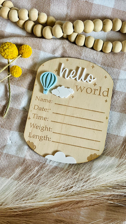 Hot air balloon birth announcement