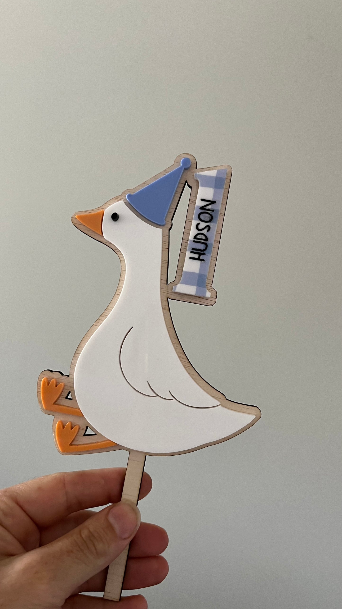 Personalised goose theme cake topper (two layer)