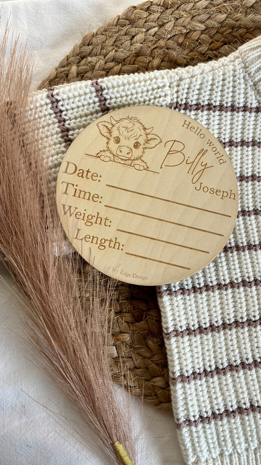 Highland round birth announcement