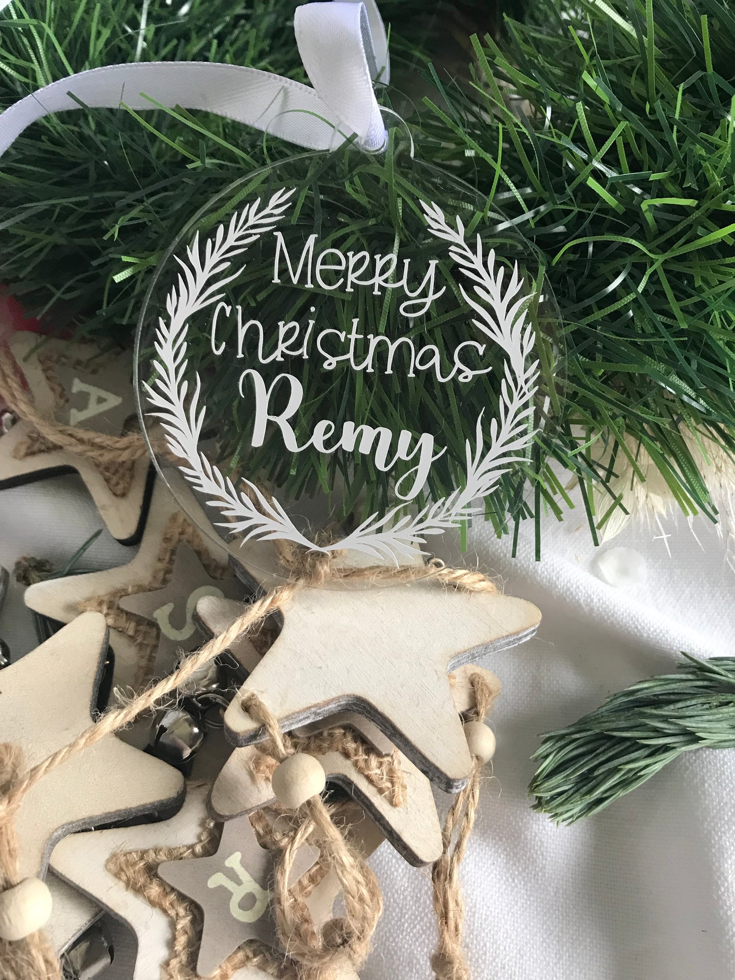 Personalised wreath bauble