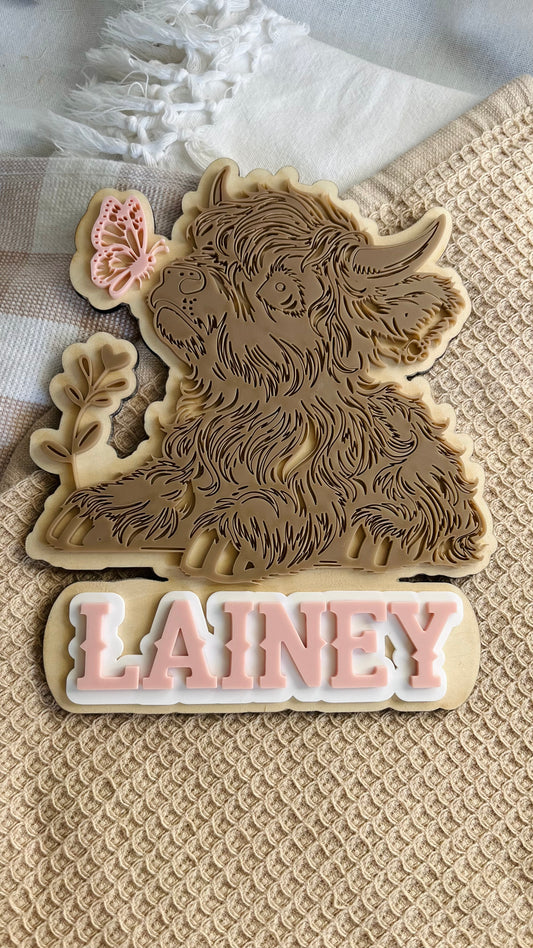 Highland calf name plaque