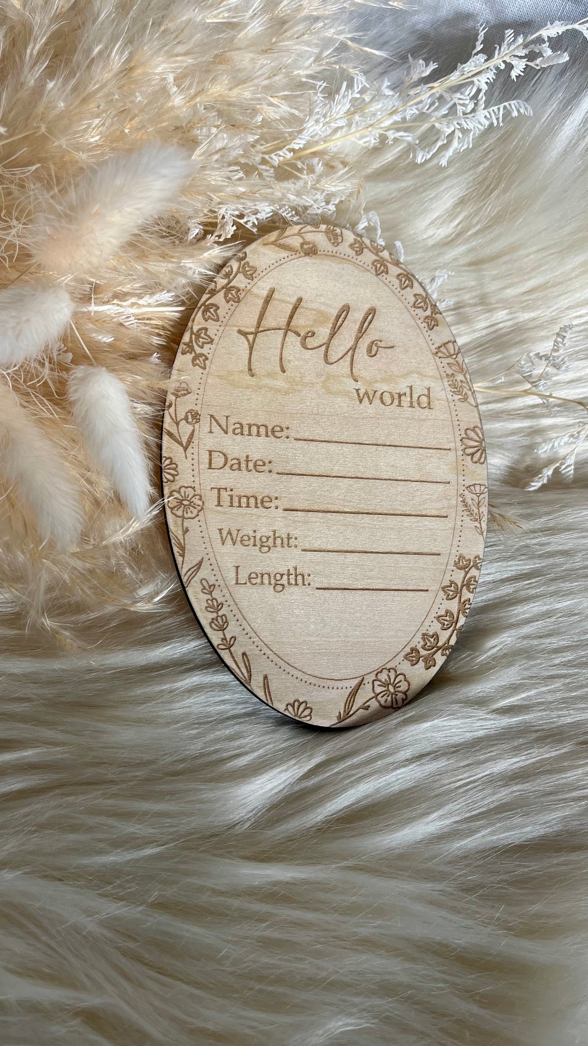 Floral birth announcement plaque
