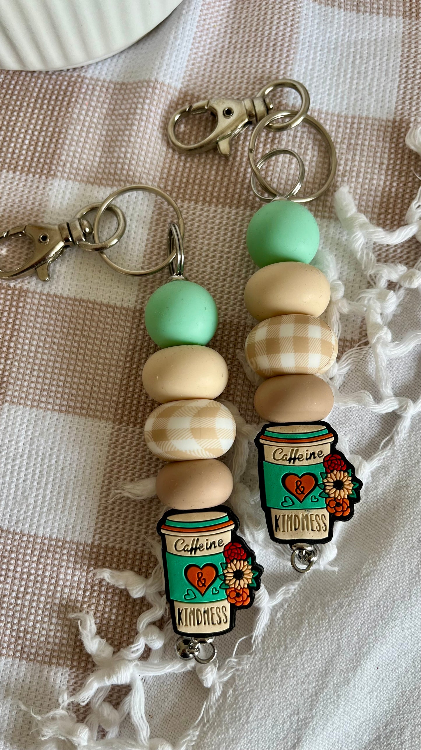 Caffeine and kindness keychain