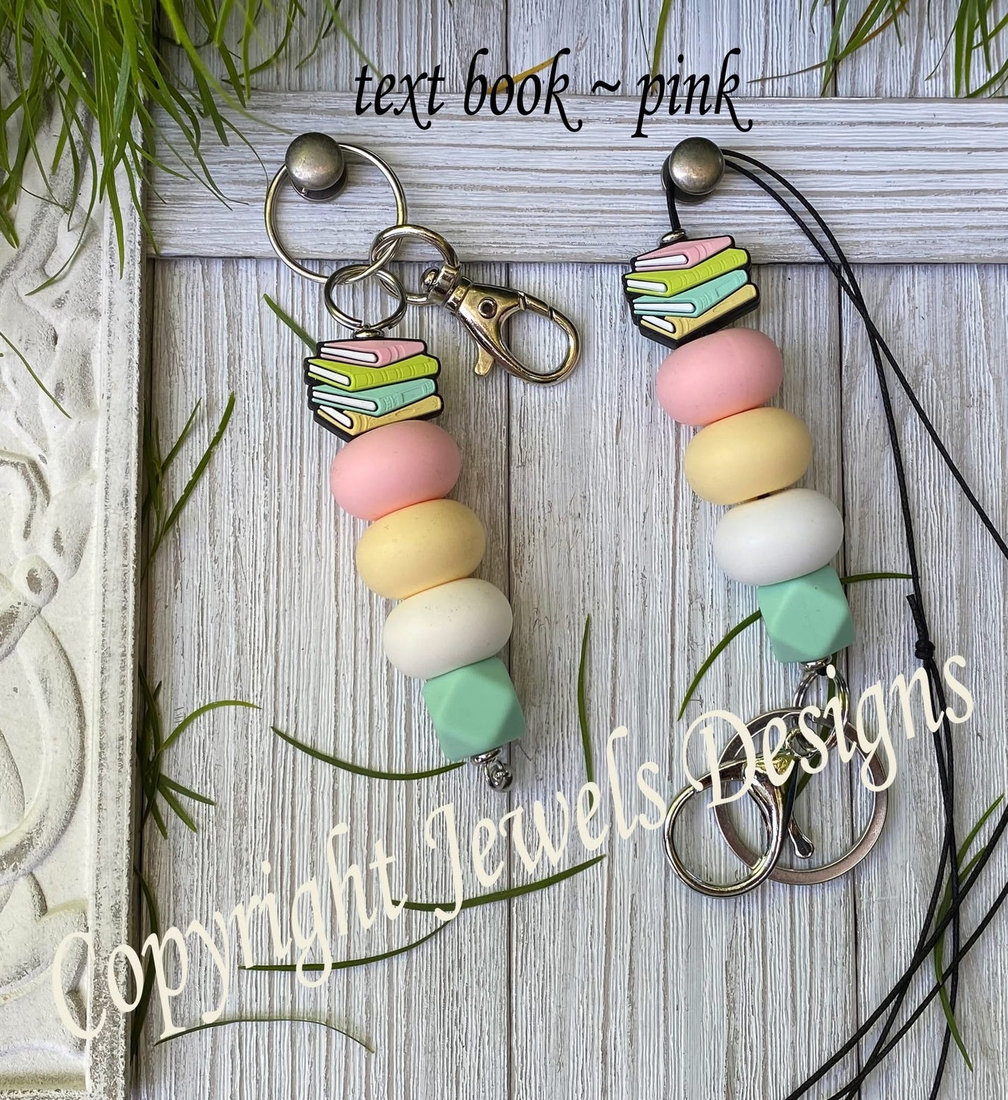 Text book pink- key chain or lanyard