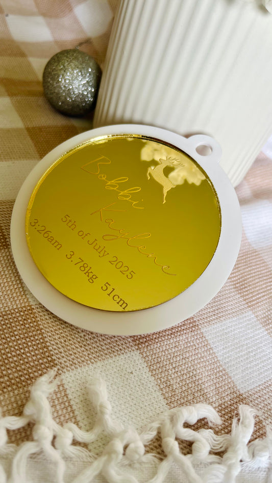 Birth details gold bauble